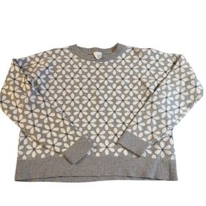 Abercrombie Kids Gray Flower Print‎ Crew Neck Sweater Size 15 16